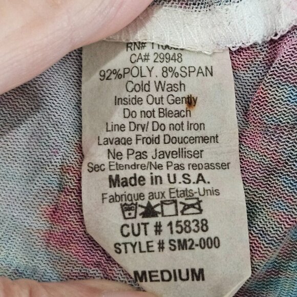 Jess & Jane Medium Sheer Tunic Top Abstract Knit Blue Pink Asymmetrical Artsy - Picture 7 of 9